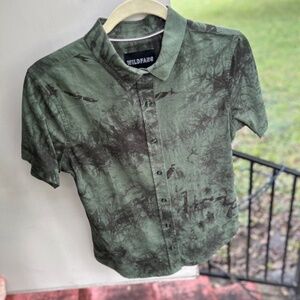 Wildfang Dark Green and Black Button Up XS
